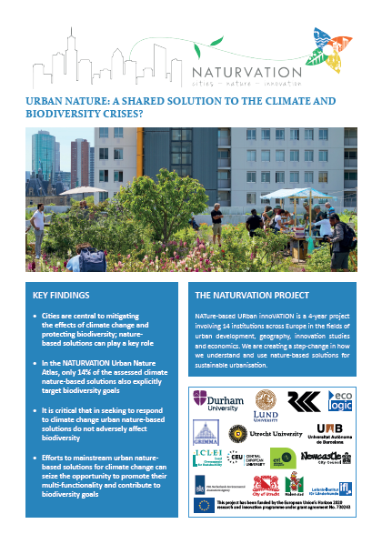 NATURVATION Publication Cover Image with text and a photograph of a city garden