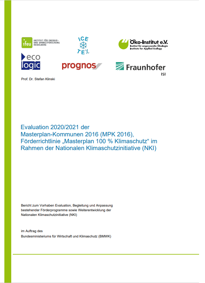 Cover of the publication 2Evaluation "Masterplan 100% Klimaschutz" der Nationalen Klimaschutzinitiative2