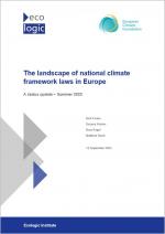Cover of the status update summer 2023 "The landscape of national climate framework laws in Europe"