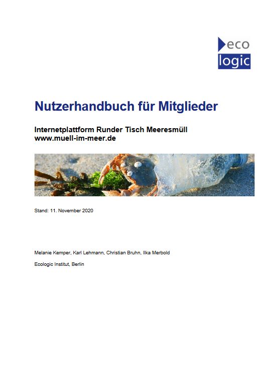 Titelseite Nutzerhandbuch Runder Tisch Meeresmüll