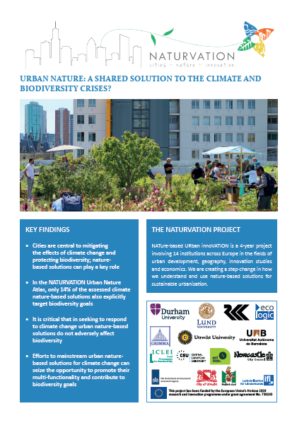 Urban Nature: A Solution to The Climate Crises? Ecologic Institute