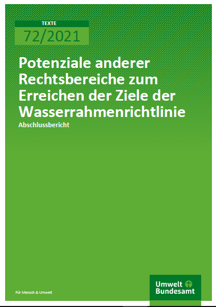 Cover "Potenziale anderer Rechtsbereiche zum Erreichen der Ziele der Wasserrahmenrichtlinie"