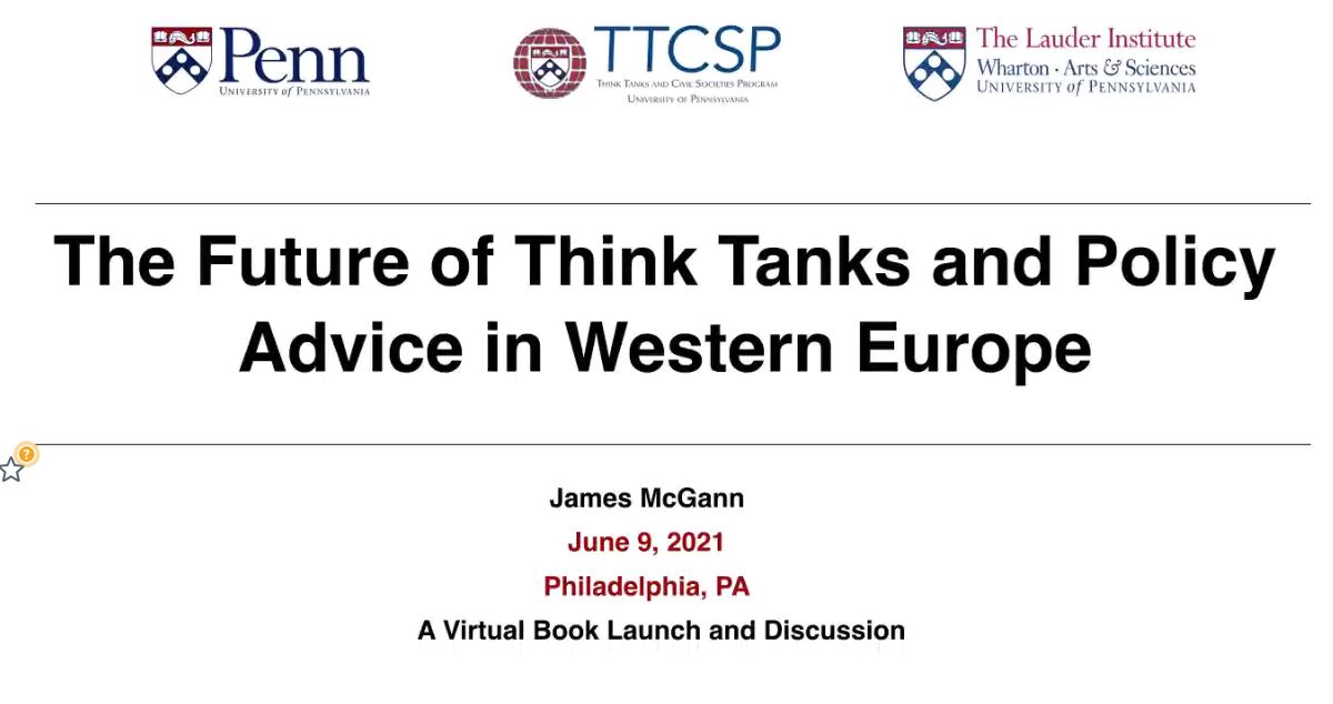 Book Discussion - The Future of Think Tanks and Policy Advice