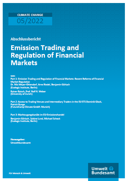 Cover of the publication "Emission Trading and Regulation of Financial Markets"