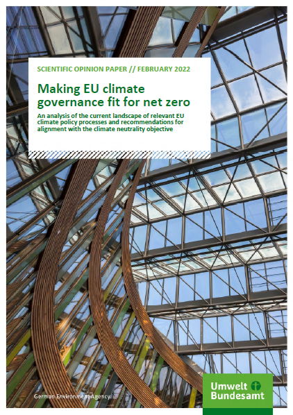 Cover of the scientific opinion paper "Making EU climate governance fit for net zero"