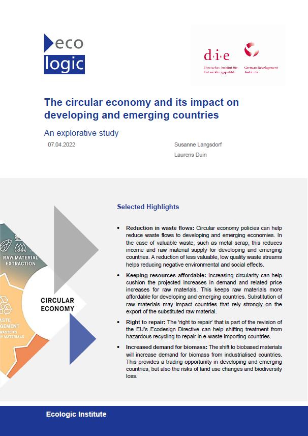 Cover of the study "The circular economy and its impact on developing and emerging countries"