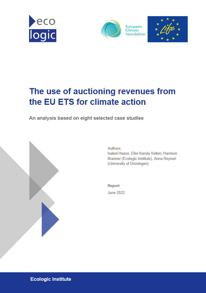 Cover of the report "The use of auctioning revenues from the EU ETS for climate action"