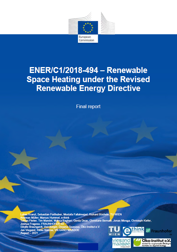 Cover of the final report " Renewable space heating under the revised Renewable Energy Directive ENER/C1/2018-494"