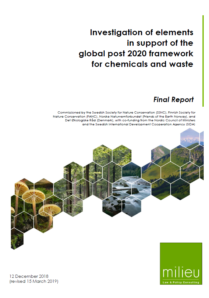 Coevr of the final report "Investigation of elements in support of the global post 2020 framework for chemicals and waste"