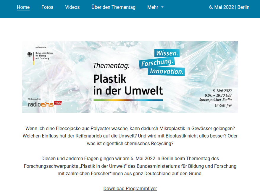 Screenshot der Website