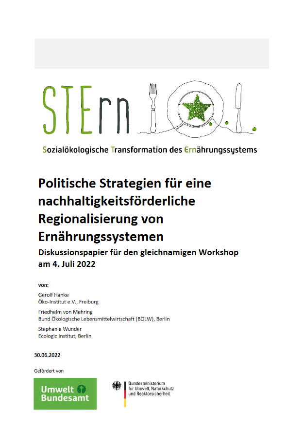 Cover of the STErn input paper "Politische Strategien für eine nachhaltigkeitsförderliche Regionalisierung von Ernährungssystemen"