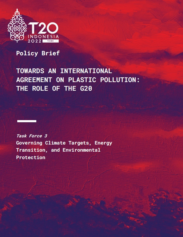 Cover of the T20 policy brief "towards an international agreement on plastic pollution: the role of the G20