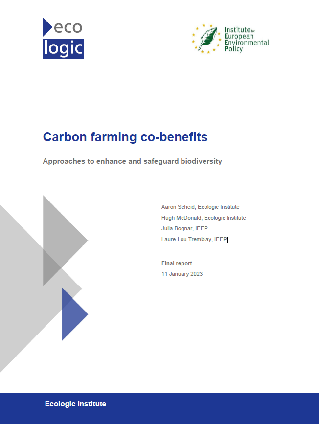 Cover of the report "Carbon farming co-benefits. Approaches to enhance and safeguard biodiversity"