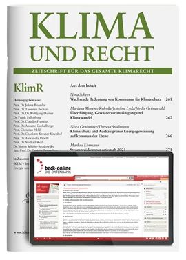 print and online cover of the journal "Klima und Recht"
