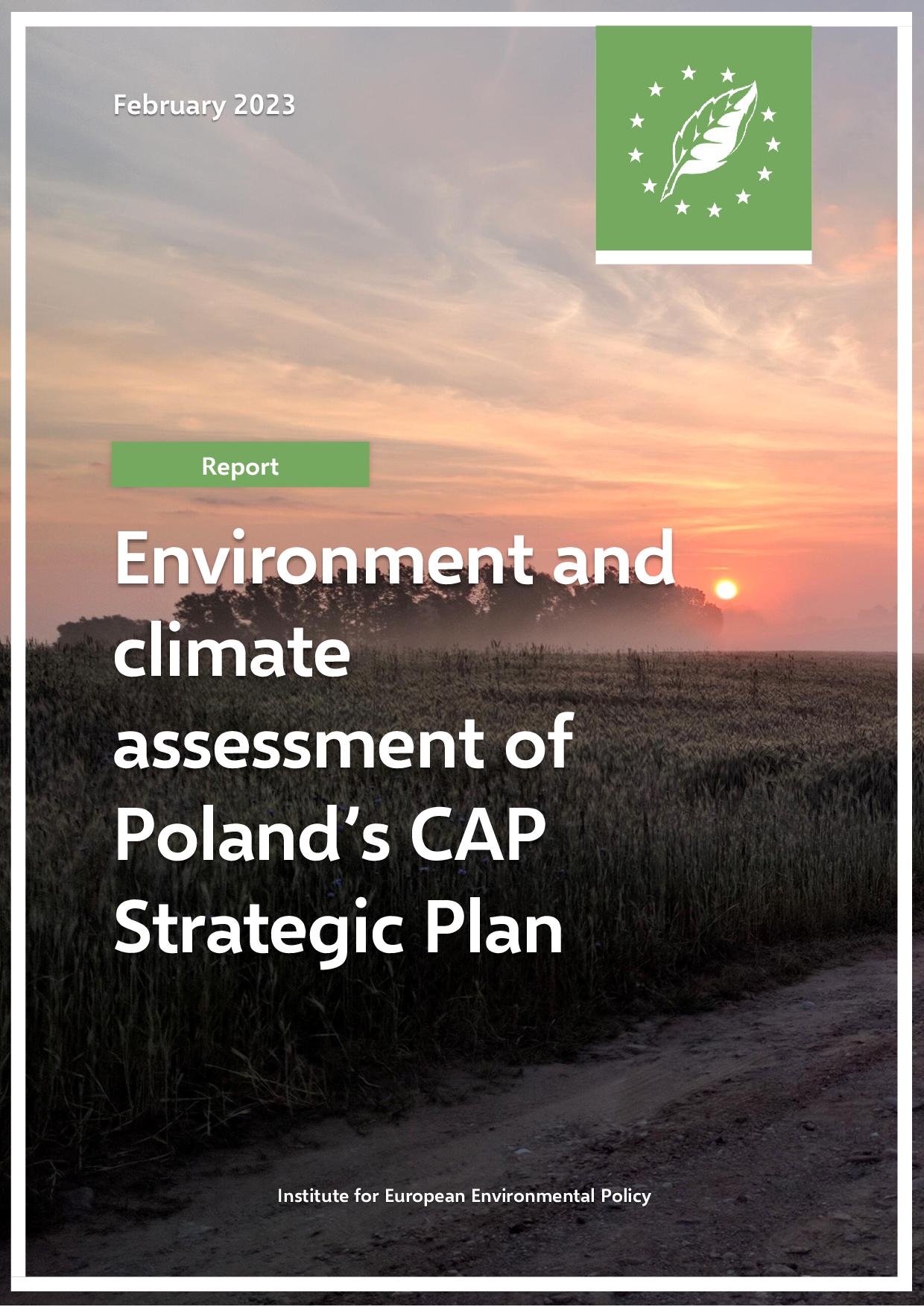 Cover Page of Report on: Environment and climate assessment of Poland's CAP Strategic Plan