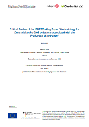 1st page of the report "Critical Review of the IPHE Working Paper “Methodology for Determining the GHG emissions associated with the Production of hydrogen”"