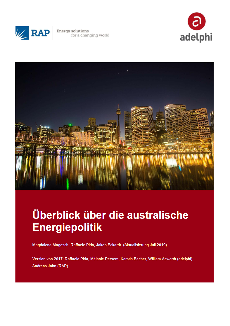 Cover of the overview "Überblick über die australische Energiepolitik"