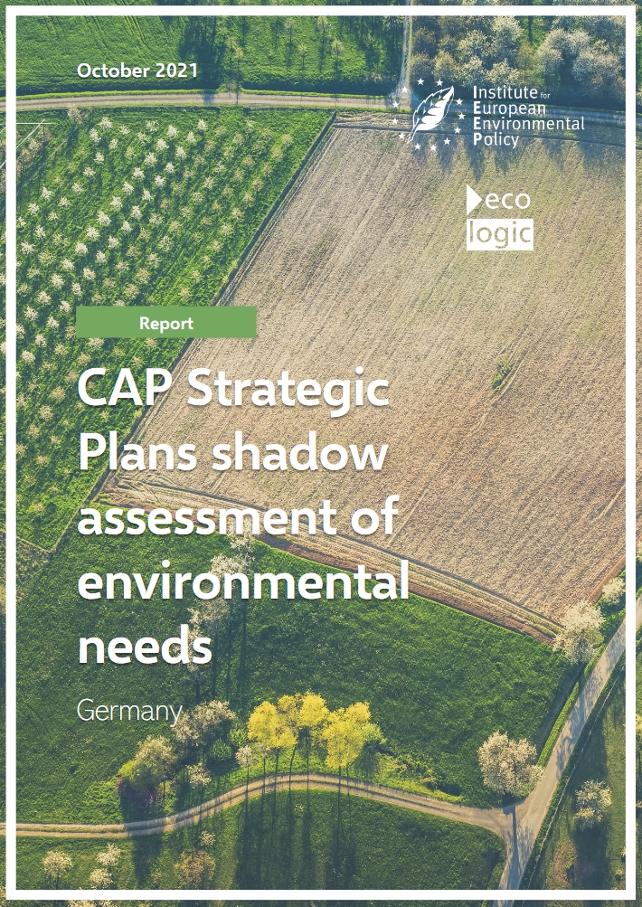 Cover of the report "CAP Strategic Plans shadow assessment of environmental needs. Germany"