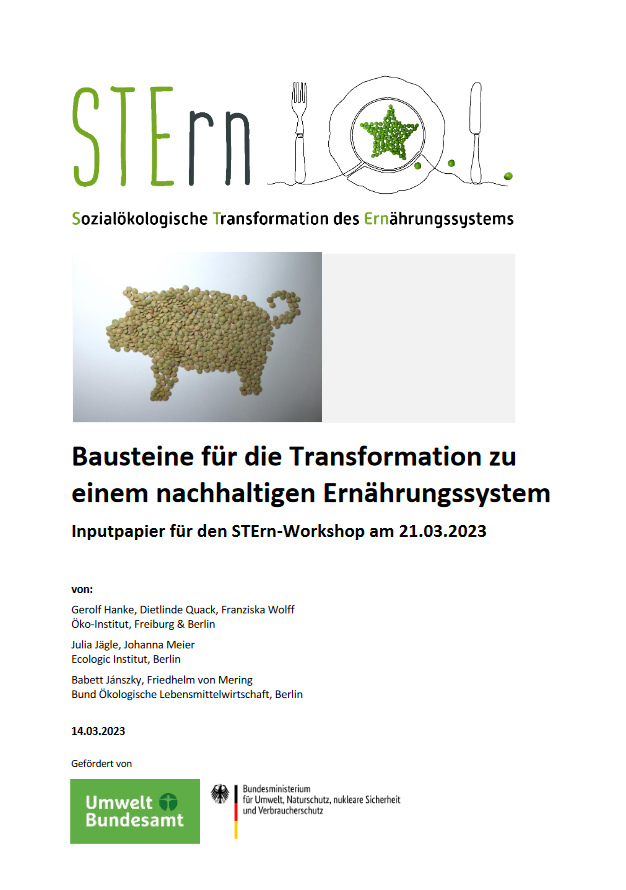 Cover page of the input paper "Bausteine für die Transformation zu einem nachhaltigen Ernährungssystem"