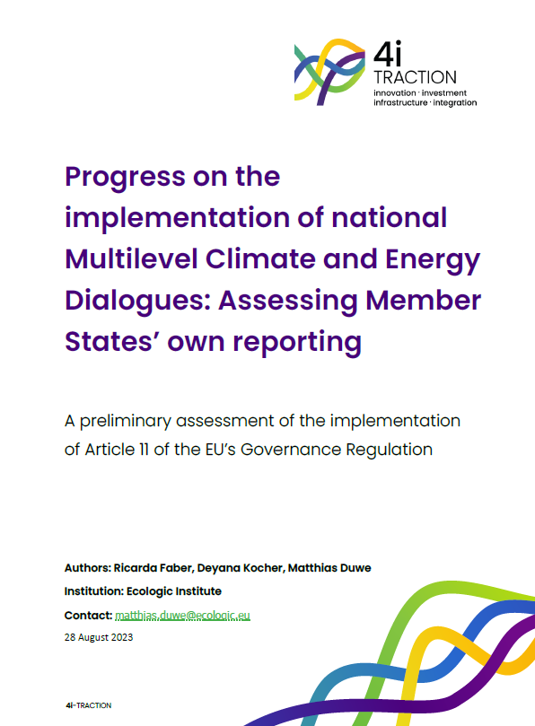 Cover of the report Progress on the implementation of national Multilievel Climate and Energy Dialogues: Assessing Member States Owen Reporting