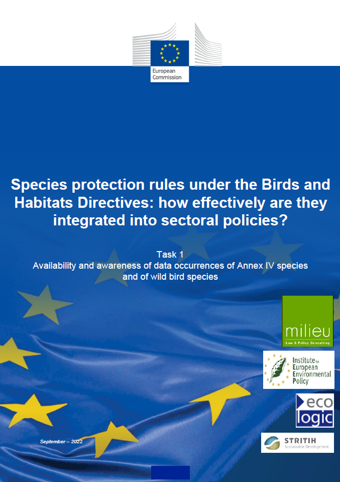 Cover of the report "Species protection rules under the Birds and Habitats Directives: how effectively are they integrated into sectoral policies?"