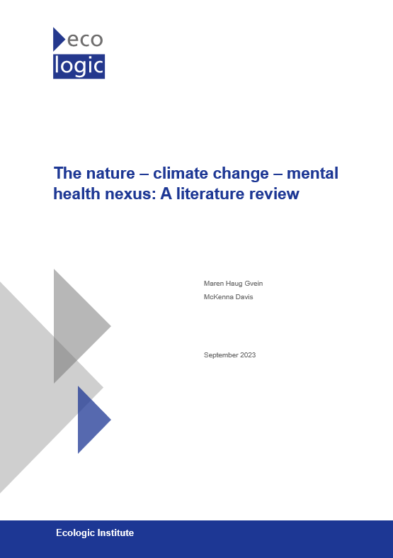 Cover of the report "The nature – climate change – mental health nexus: A literature review"