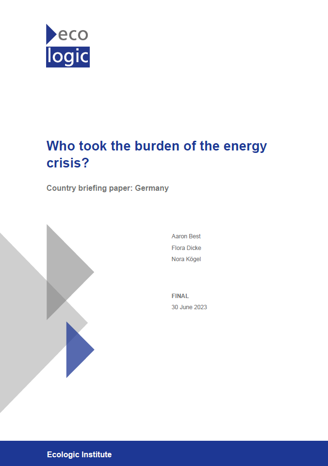 Cover of the country briefing paper Germany "Who took the burden of the energy crisis?