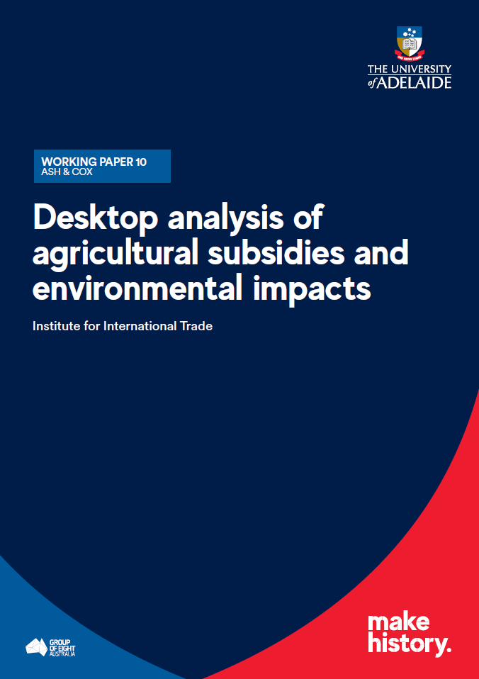 Cover of working paper 12 "Desktop analysis of agricultural subsidies and environmental impacts"
