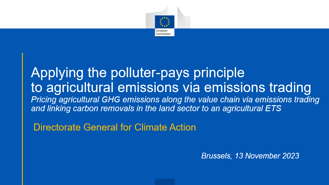 Presentation slides of Hugh McDonald on "Applying the polluter-pays principle to agricultural emissions via emissions trading. Pricing agricultural GHG emissions along the value chain via emissions trading and linking carbon removals in the land sector to an agricultural ETS"
