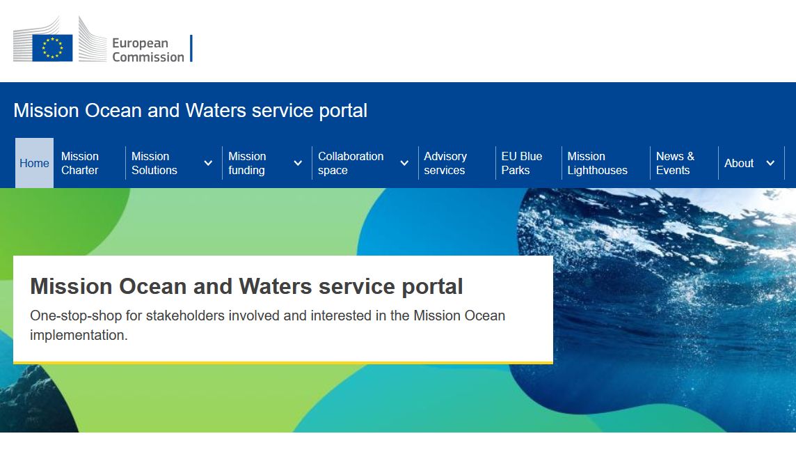 screenshot of the srevice portal "Mission Ocean and Waters"