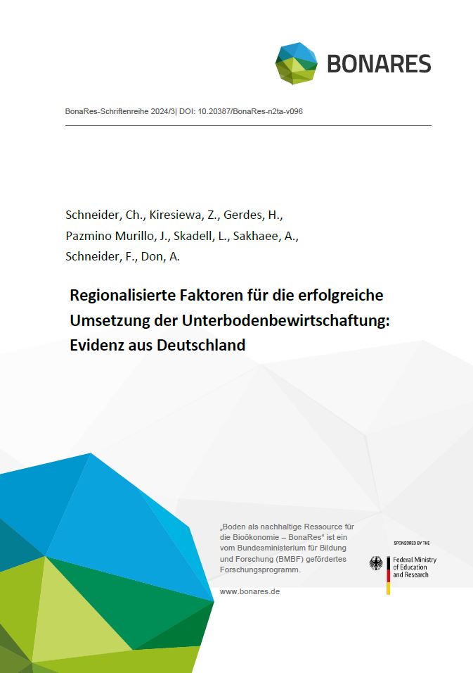 Cover des Berichts "Regionalisierte Faktoren für die erfolgreiche Umsetzung der Unterbodenbewirtschaftung: Evidenz aus Deutschland"