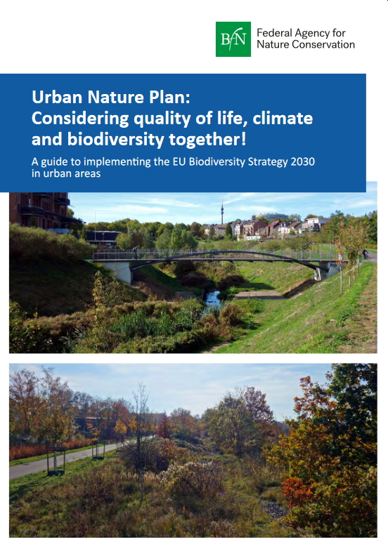 Cover of urban nature plan featuring photos of parks