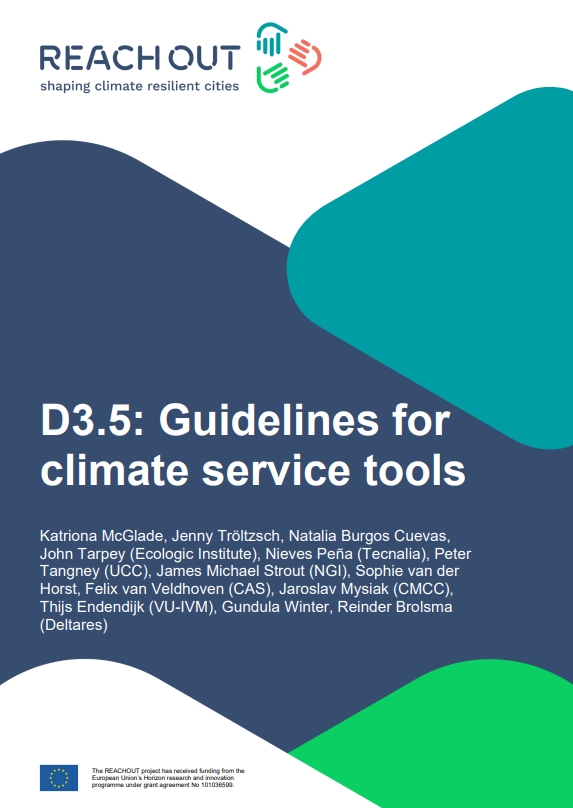 Cover of the ReachOut deliverable Guidelines for climate service tools 