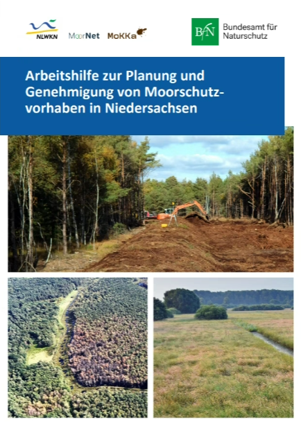 Coverpage of publication "Arbeitshilfe zur Planung und Genehmigung von Moorschutzvorhaben in Niedersachsen"