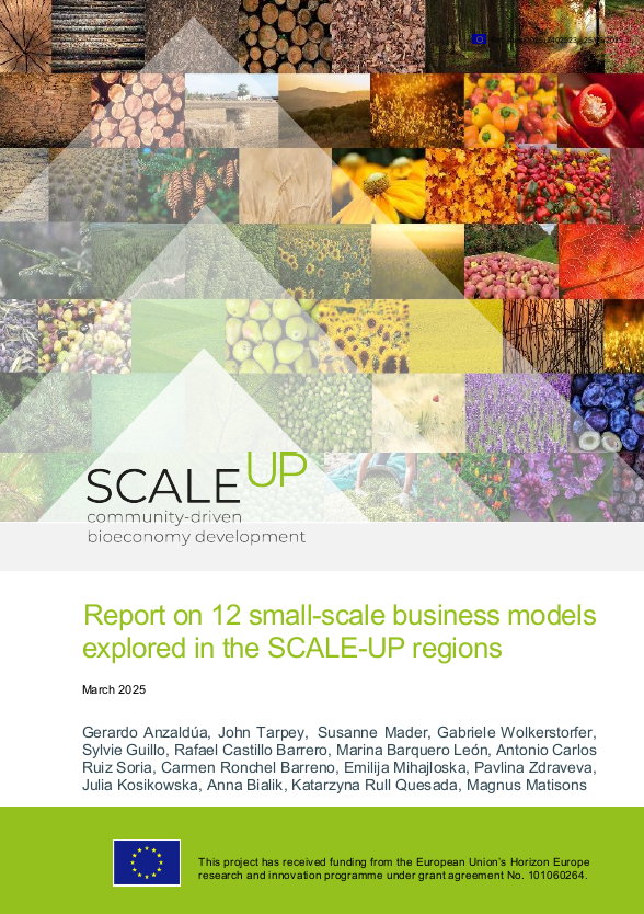 Cover of the report with colorful tiles showing photos of agricultural scenes in the background