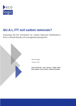 Cover of the ad-hoc paper "QU.A.L.ITY soil carbon removals? Assessing the EU Framework for Carbon Removal Certification’s from a climate-friendly soil management perspective"