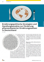 First page of article Ernährungspolitische Strategien und Handlungsansätze zur Förderung pflanzenbasierter Ernährungsweisen in Deutschland by Julia Jägle