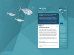 Policy brief titled “Building Resilient Pelagic Fisheries in the Marine SABRES Arctic Northeast Atlantic Demonstration Area” displayed on a blue background with illustrated fish, highlighting sustainable fisheries management in the Northeast Atlantic.