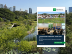Graphic featuring the discussion paper “Delivering high quality urban nature across Europe – Key messages from the European Urban Nature Networking Workshop”. The publication cover is shown against a background of lush urban greenery and a city skyline.