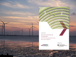 Graphic featuring the Ariadne report “Die Grand Challenges der Energiewende – Sechs Jahre Energiewendeforschung: Bilanz und Perspektiven”. The report cover, showing an aerial view of a green maze, is set against a background of offshore wind turbines at sunset.